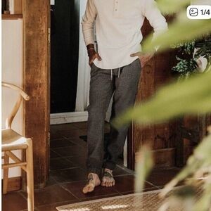 Taylor Stitch The Apres Pant Textured Jogger Charcoal Gray Sashiko Mens Large